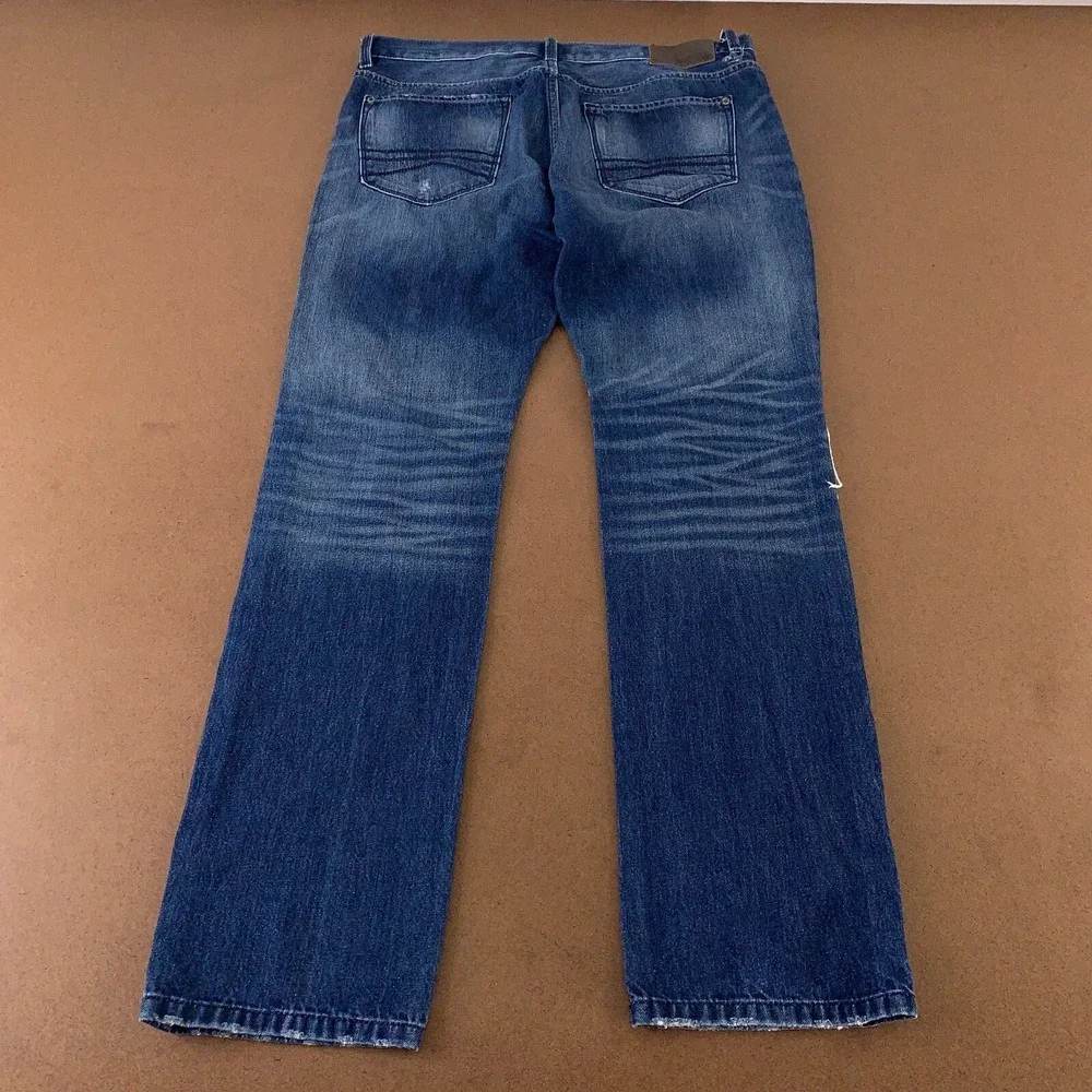 Express Mens Size 33 x 32 Dark Wash Distressed Rocco Slim Fit Skinny Jeans *Flaw